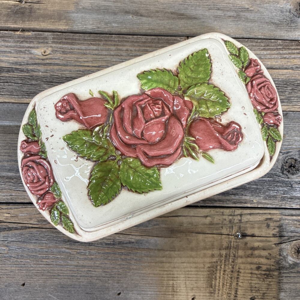 Vintage Pink Rose Ceramic Soap Dish Sittre Ceramic Prod. 1978 Bnfts Charity